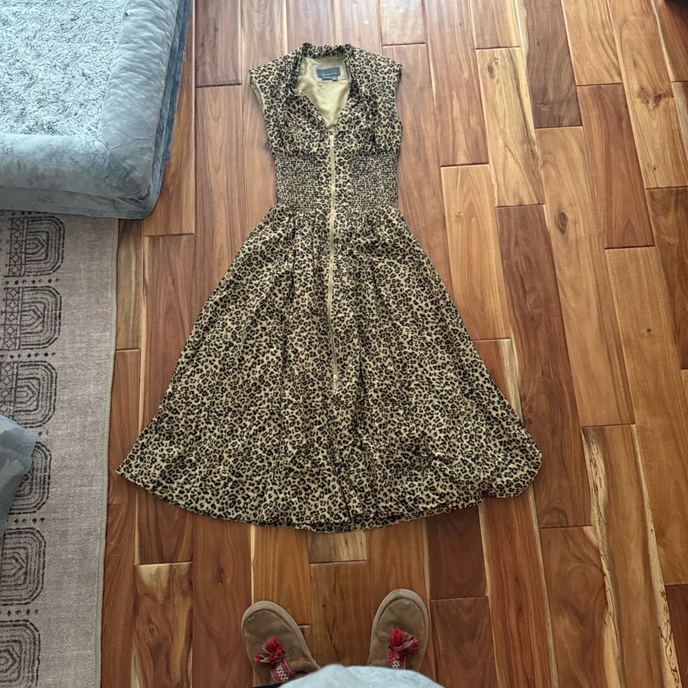 Anthropologie Animal Print Midi Dress